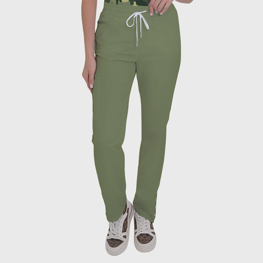 Women's Button-Down Camouflage Printed Scrub Set SSA17