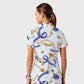 Women's Casual Shirt Collar Metal Chain Printed Scrub Set ST9121