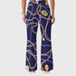 Women's Casual Shirt Collar Metal Chain Printed Scrub Set ST9122