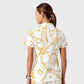 Women's Casual Shirt Collar Metal Chain Printed Scrub Set ST9124