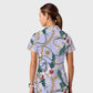Women's Casual Shirt Collar Metal Chain Printed Scrub Set ST9126