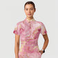 Women's Casual Shirt Collar Marble Printed Scrub Set ST9127