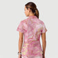Women's Casual Shirt Collar Marble Printed Scrub Set ST9127
