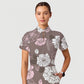 Women's Casual Shirt Collar Flower Printed Scrub Set ST91211