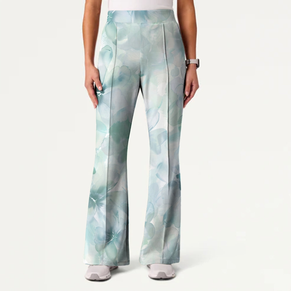 Women's Casual Shirt Collar Flower Printed Scrub Set ST91212