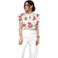 Women's Stand-Up Tie Zipper Floral Printed Scrub Set SF9121