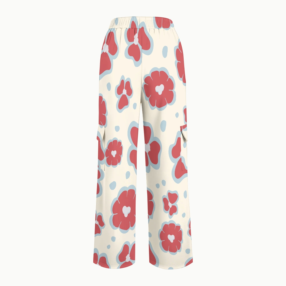 Women's Stand-Up Tie Zipper Floral Printed Scrub Set SF9121
