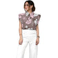 Women's Stand-Up Tie Zipper Floral Printed Scrub Set SF9122