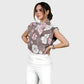 Women's Stand-Up Tie Zipper Floral Printed Scrub Set SF9122