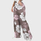 Women's Stand-Up Tie Zipper Floral Printed Scrub Set SF9122