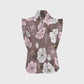 Women's Stand-Up Tie Zipper Floral Printed Scrub Set SF9122