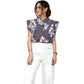 Women's Stand-Up Tie Zipper Floral Printed Scrub Set SF9124
