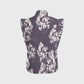 Women's Stand-Up Tie Zipper Floral Printed Scrub Set SF9124