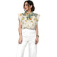 Women's Stand-Up Tie Zipper Floral Printed Scrub Set SF9125