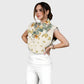 Women's Stand-Up Tie Zipper Floral Printed Scrub Set SF9125
