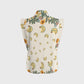 Women's Stand-Up Tie Zipper Floral Printed Scrub Set SF9125