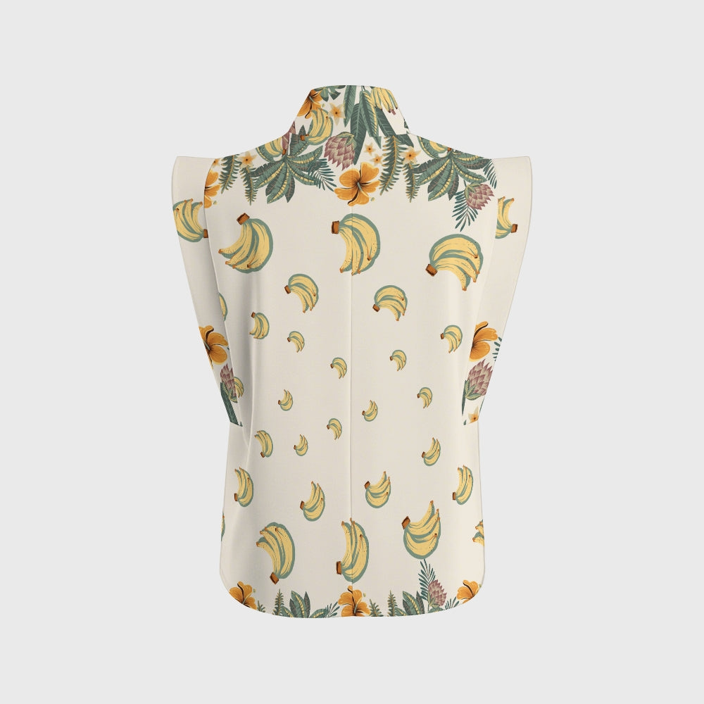Women's Stand-Up Tie Zipper Floral Printed Scrub Set SF9125