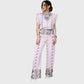 Women's Stand-Up Tie Zipper Floral Printed Scrub Set SF9126