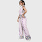 Women's Stand-Up Tie Zipper Floral Printed Scrub Set SF9126