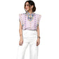 Women's Stand-Up Tie Zipper Floral Printed Scrub Set SF9126