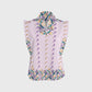 Women's Stand-Up Tie Zipper Floral Printed Scrub Set SF9126