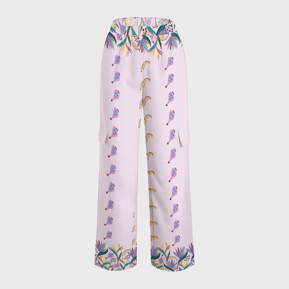 Women's Stand-Up Tie Zipper Floral Printed Scrub Set SF9126