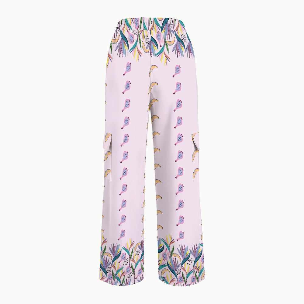 Women's Stand-Up Tie Zipper Floral Printed Scrub Set SF9126