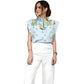 Women's Stand-Up Tie Zipper Floral Printed Scrub Set SF9127