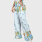 Women's Stand-Up Tie Zipper Floral Printed Scrub Set SF9127
