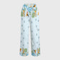 Women's Stand-Up Tie Zipper Floral Printed Scrub Set SF9127