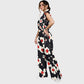 Women's Stand-Up Tie Zipper Floral Printed Scrub Set SF9128