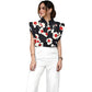 Women's Stand-Up Tie Zipper Floral Printed Scrub Set SF9128