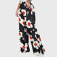 Women's Stand-Up Tie Zipper Floral Printed Scrub Set SF9128