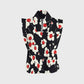 Women's Stand-Up Tie Zipper Floral Printed Scrub Set SF9128