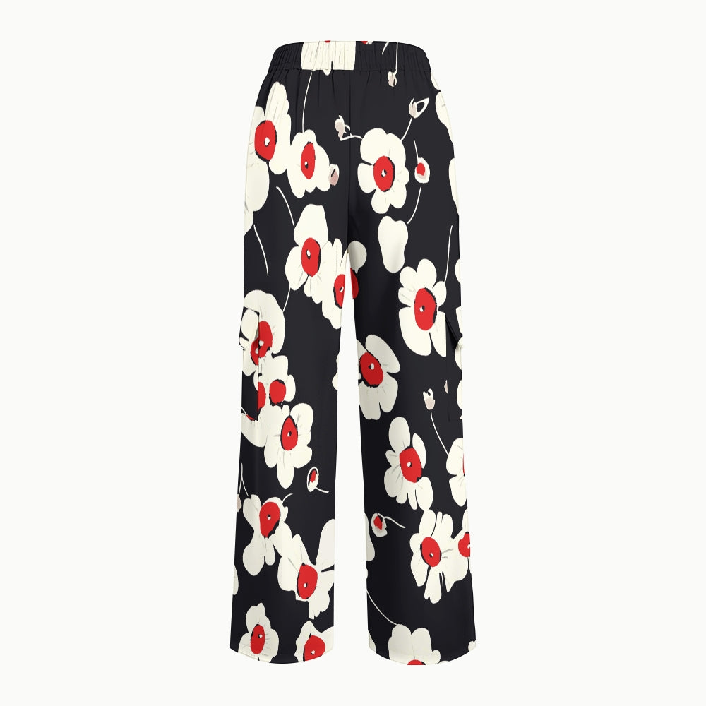 Women's Stand-Up Tie Zipper Floral Printed Scrub Set SF9128