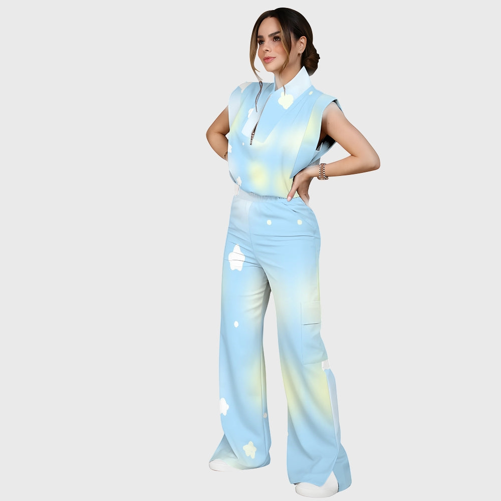 Women's Clouds Ombre Printed Scrub Set SF91211