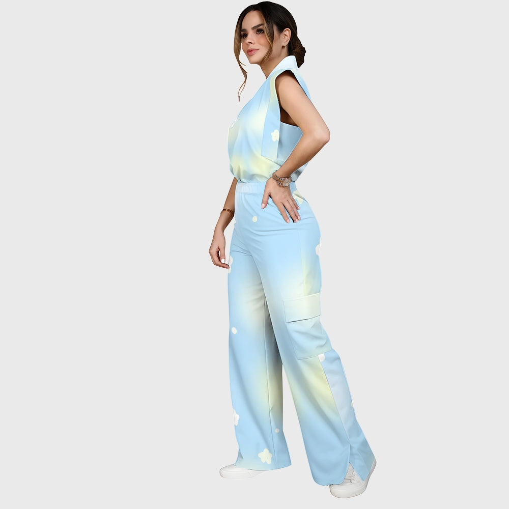 Women's Clouds Ombre Printed Scrub Set SF91211