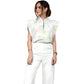 Women's Stand-Up Tie Zipper Gradient Printed Scrub Set SF91212