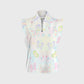 Women's Stand-Up Tie Zipper Gradient Printed Scrub Set SF91212