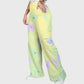 Women's Stand-Up Tie Zipper Gradient Printed Scrub Set SF91213