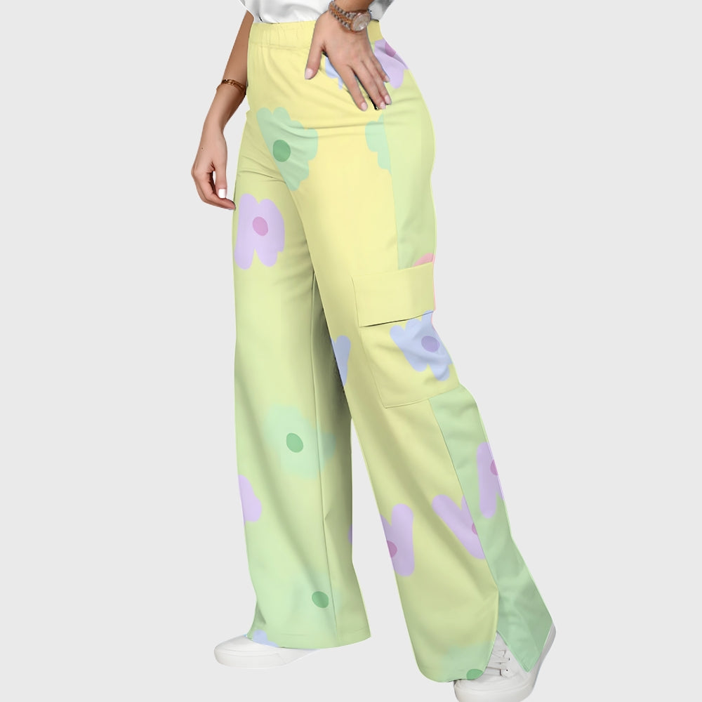 Women's Stand-Up Tie Zipper Gradient Printed Scrub Set SF91213