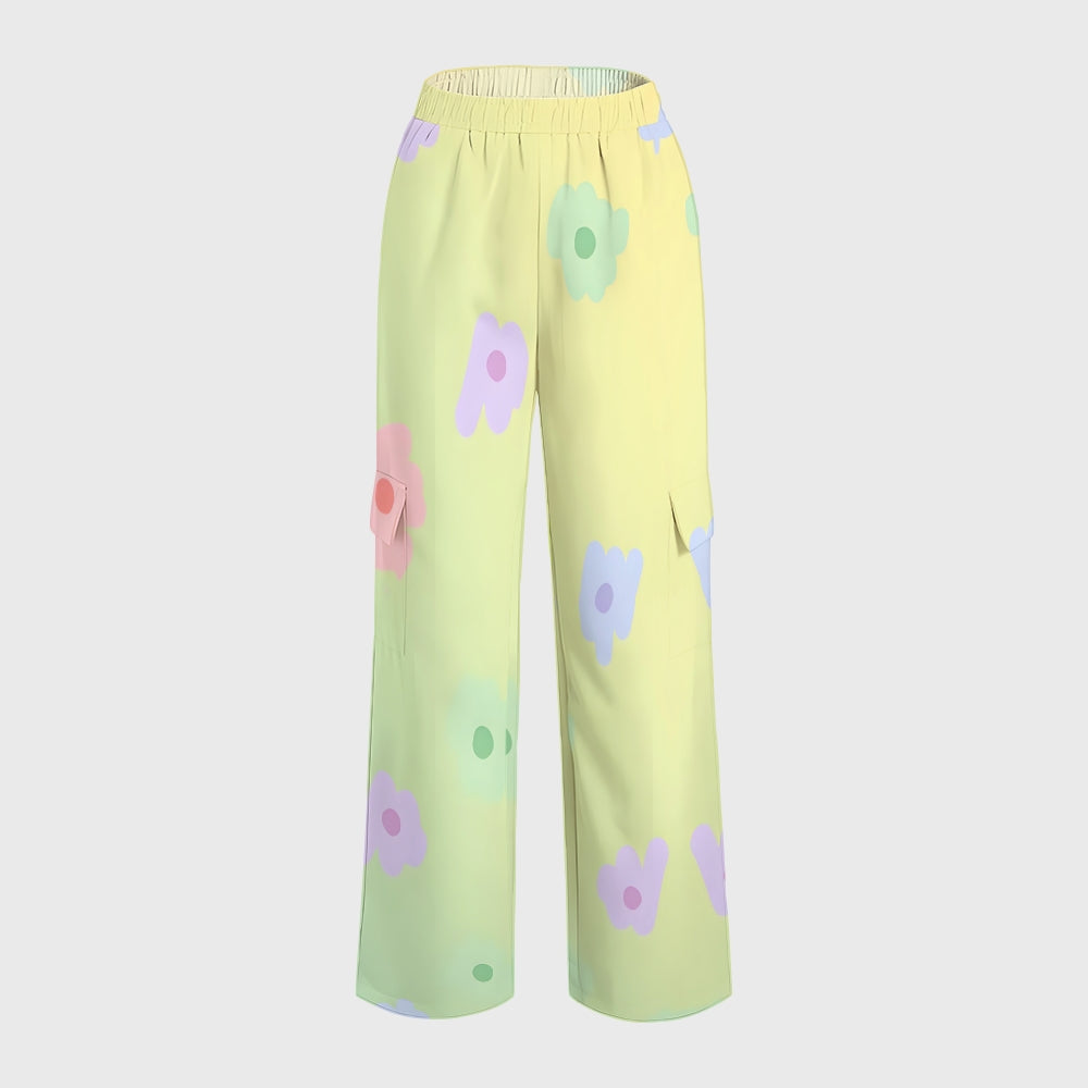 Women's Stand-Up Tie Zipper Gradient Printed Scrub Set SF91213