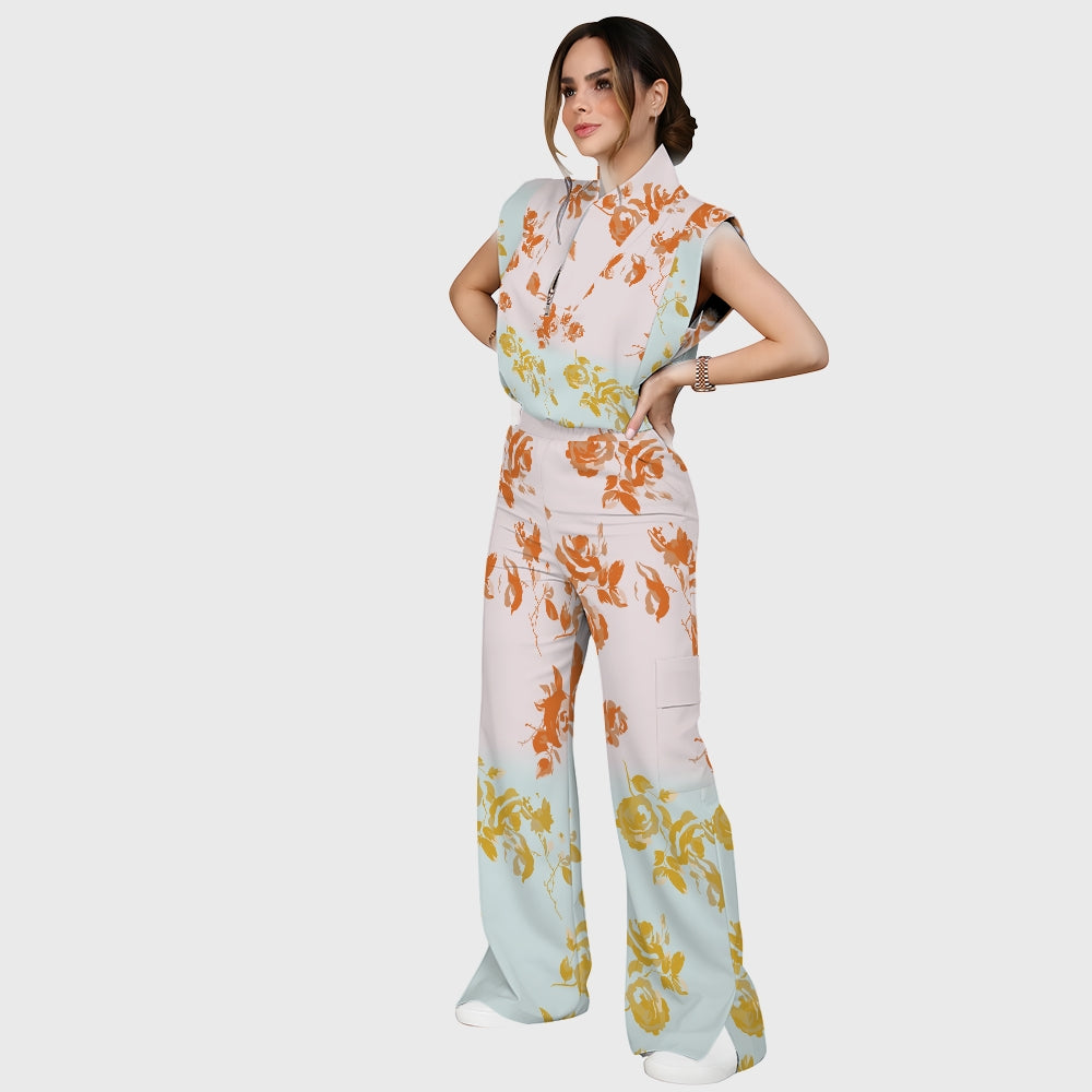 Women's Floral Ombre Printed Scrub Set SF91214