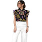 Women's Stand-Up Tie Zipper Halloween Printed Scrub Set SF91215
