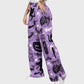 Women's Stand-Up Tie Zipper Halloween Printed Scrub Set SF91216
