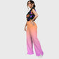 Women's Stand-Up Tie Zipper Halloween Printed Scrub Set SF91218