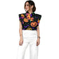 Women's Stand-Up Tie Zipper Halloween Printed Scrub Set SF91218
