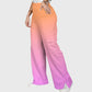Women's Stand-Up Tie Zipper Halloween Printed Scrub Set SF91218