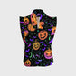 Women's Stand-Up Tie Zipper Halloween Printed Scrub Set SF91218