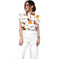 Women's Stand-Up Tie Zipper Halloween Printed Scrub Set SF91221
